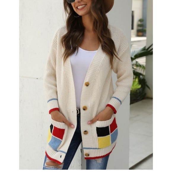 Coeur De Vague Sweaters - NWT Coeur De Vague Color Block Cardigan